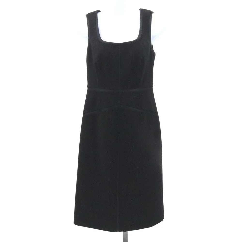 Tory Burch Satin Trim Wool Blend Sleeveless Sheath Work Cocktail Dress Black 4